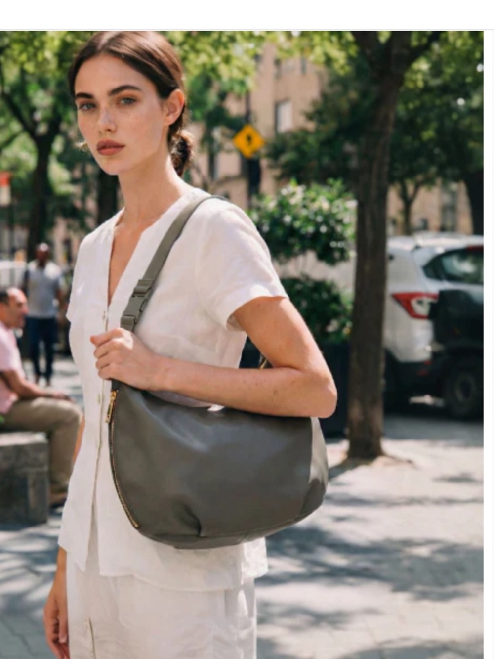 Lo and Sons Aoyama Leather Crescent Crossbody Bag-congnac exterior gold hardware - Picture 4 of 15